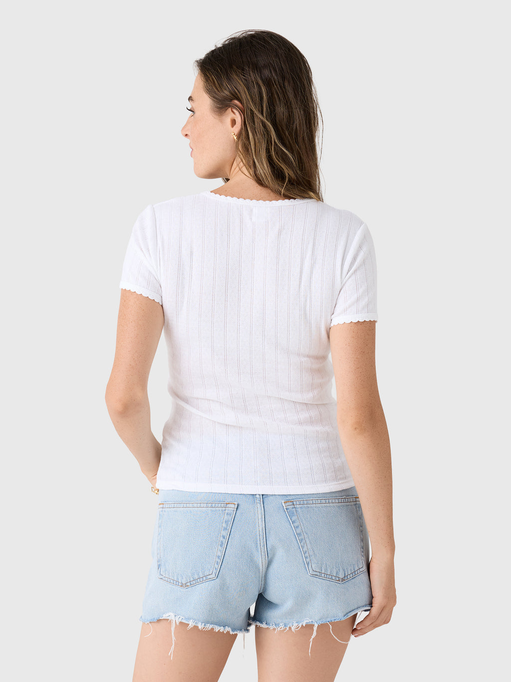 Leset Women's Pointelle Slim Fit Tee - Saint Bernard