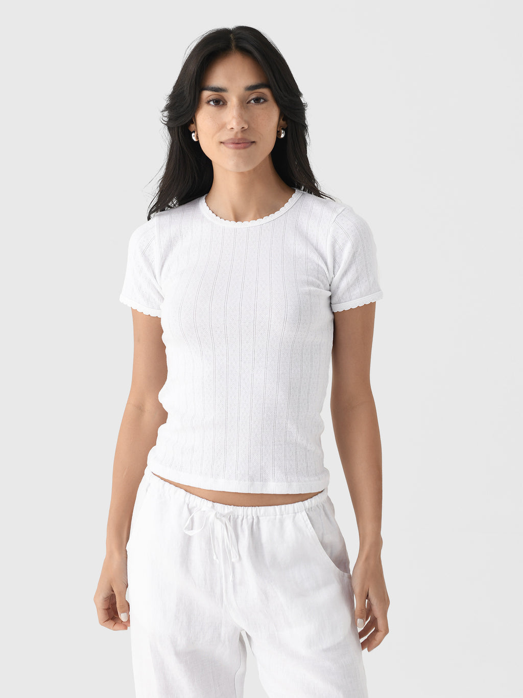 Leset Women's Pointelle Slim Fit Tee - Saint Bernard