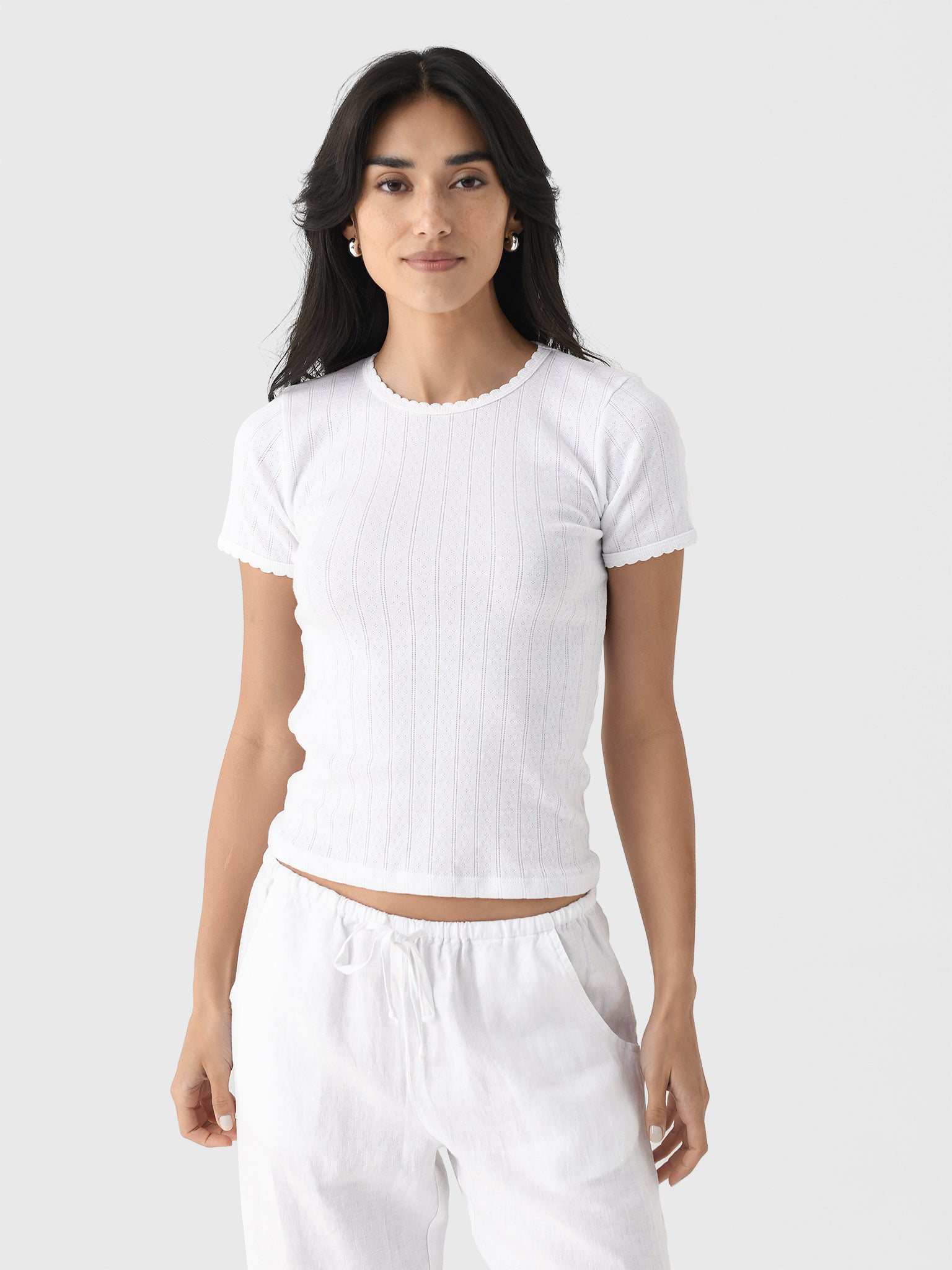 Leset Women's Pointelle Slim Fit Tee - Saint Bernard