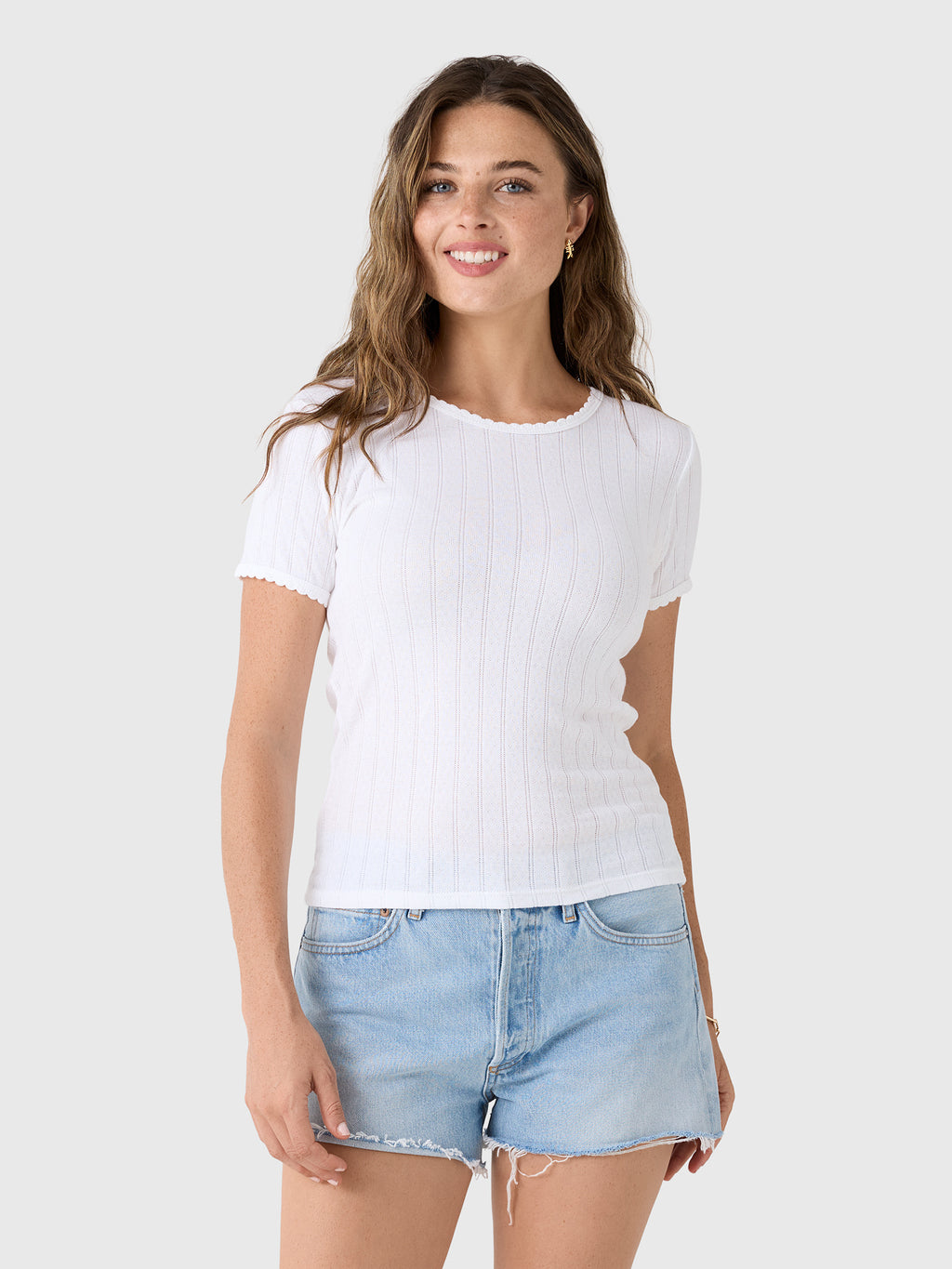 Leset Women's Pointelle Slim Fit Tee - Saint Bernard