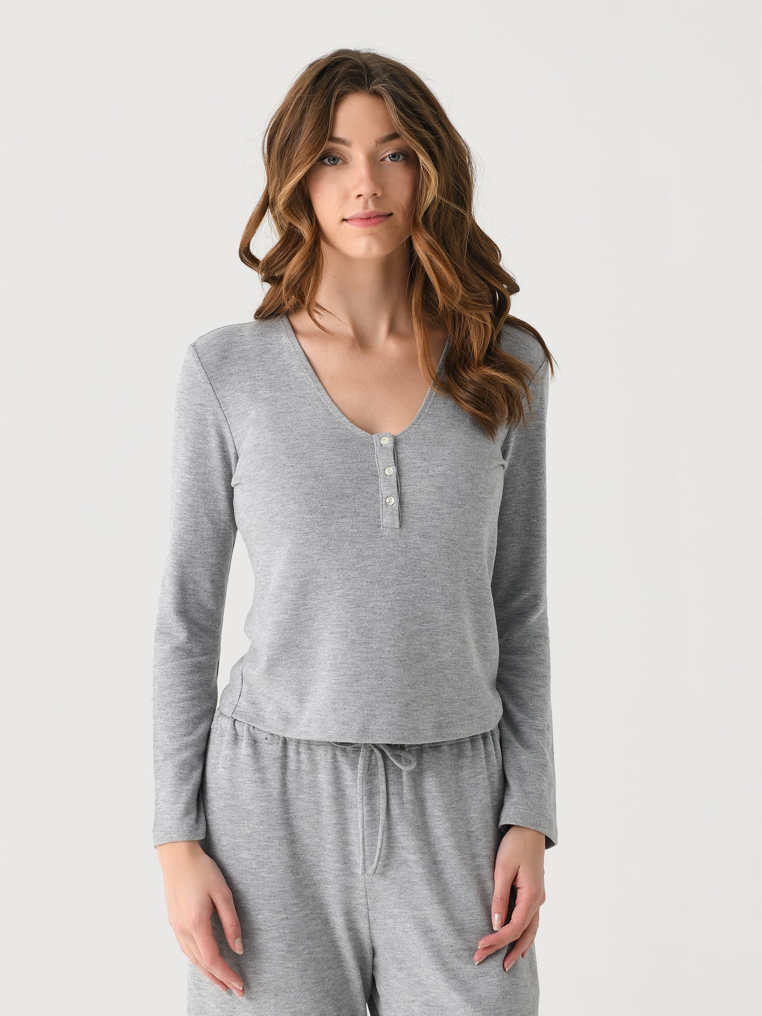 Leset Women's Lauren V-Neck Henley - Saint Bernard