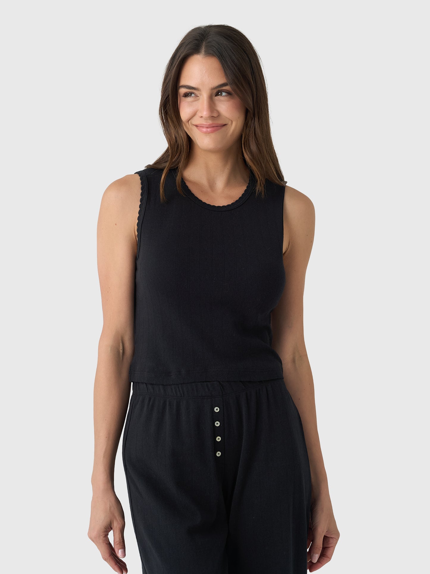 Leset Women's Pointelle Sleeveless Crew
