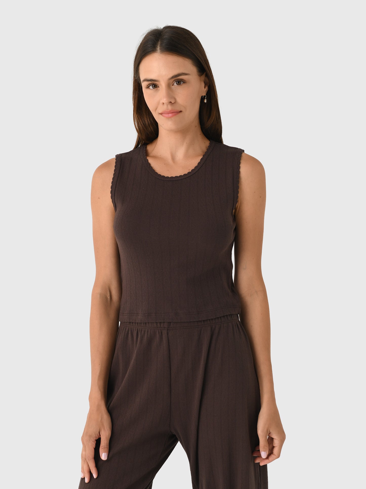 Leset Women's Pointelle Sleeveless Crew