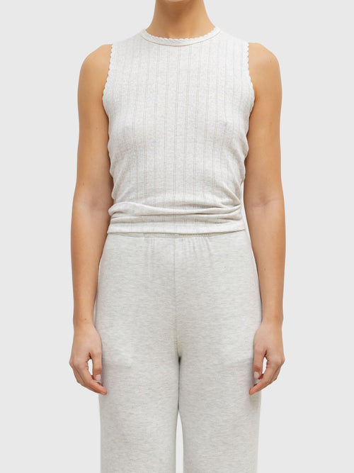 Leset Women's Pointelle Sleeveless Crew