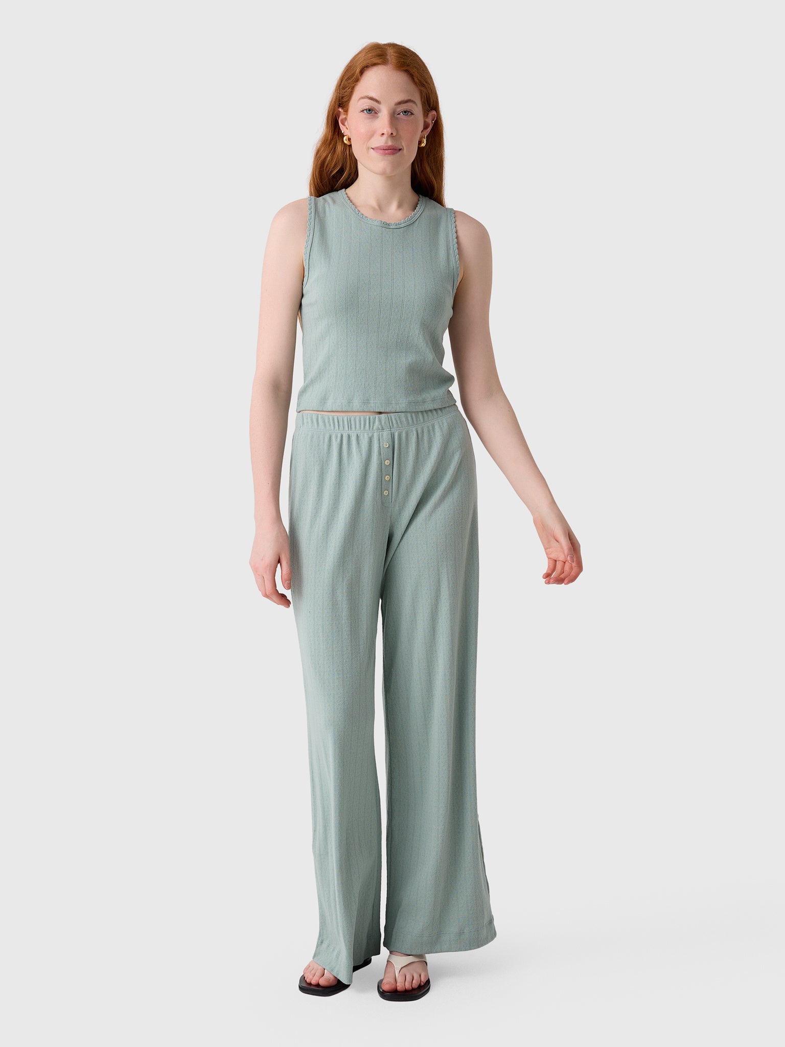 Leset Women's Pointelle Sleeveless Crew - Saint Bernard