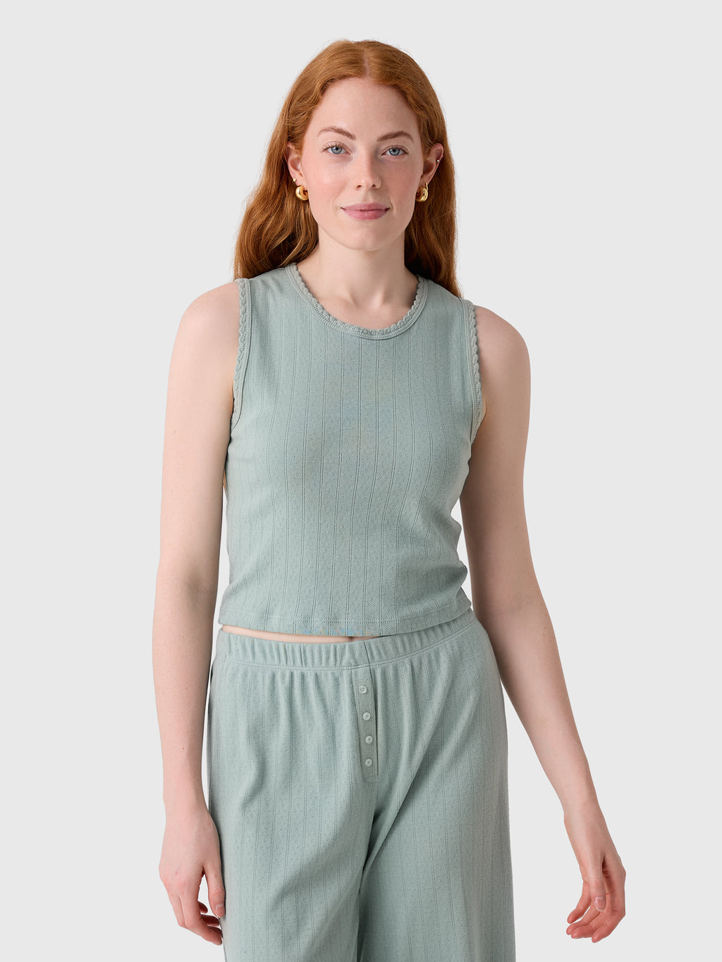 Leset Women's Pointelle Sleeveless Crew - Saint Bernard