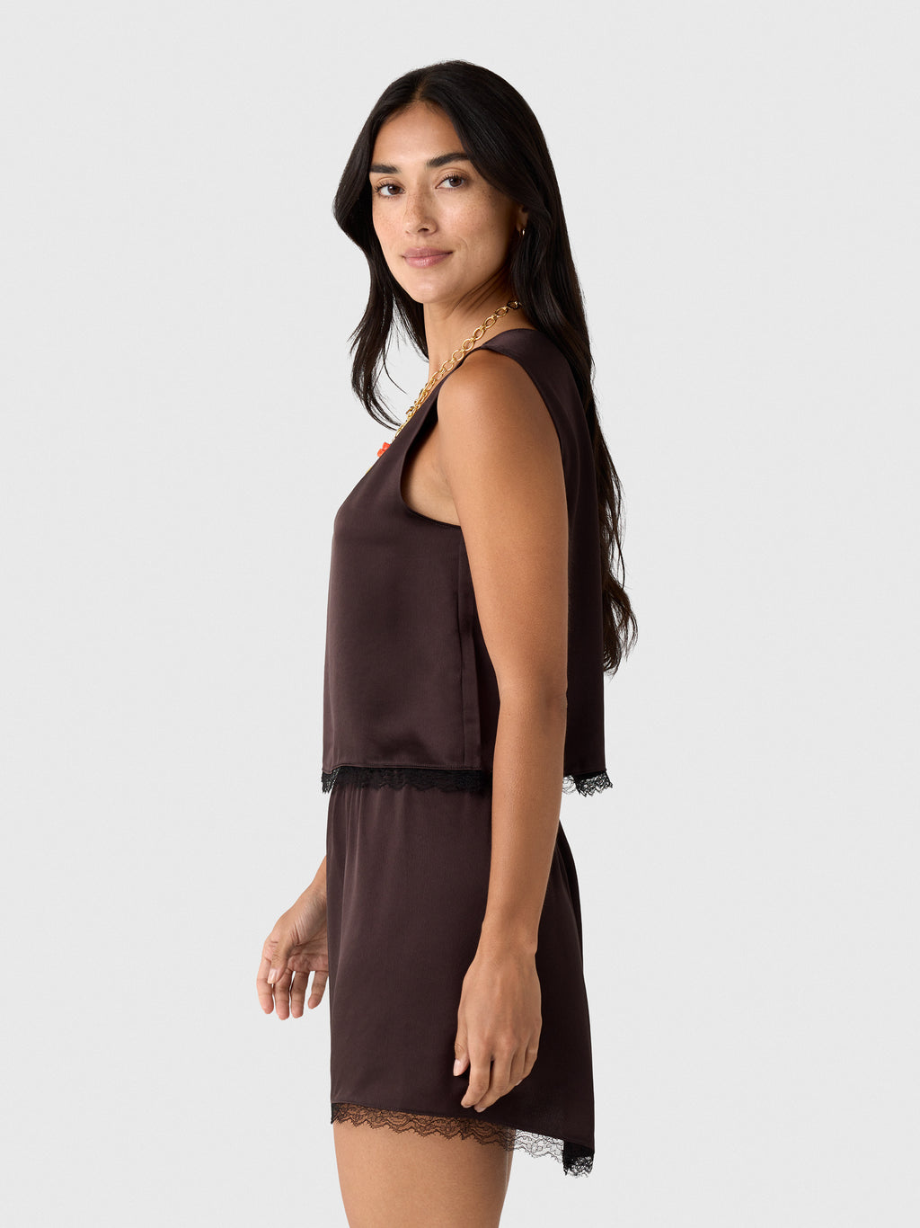 Leset Women's Barb Lace Crop Sleeveless Crew - Saint Bernard