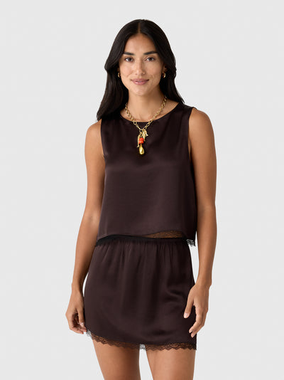 Leset Women's Barb Lace Crop Sleeveless Crew - Saint Bernard