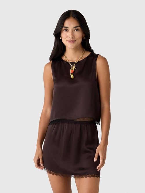 Leset Women's Barb Lace Crop Sleeveless Crew