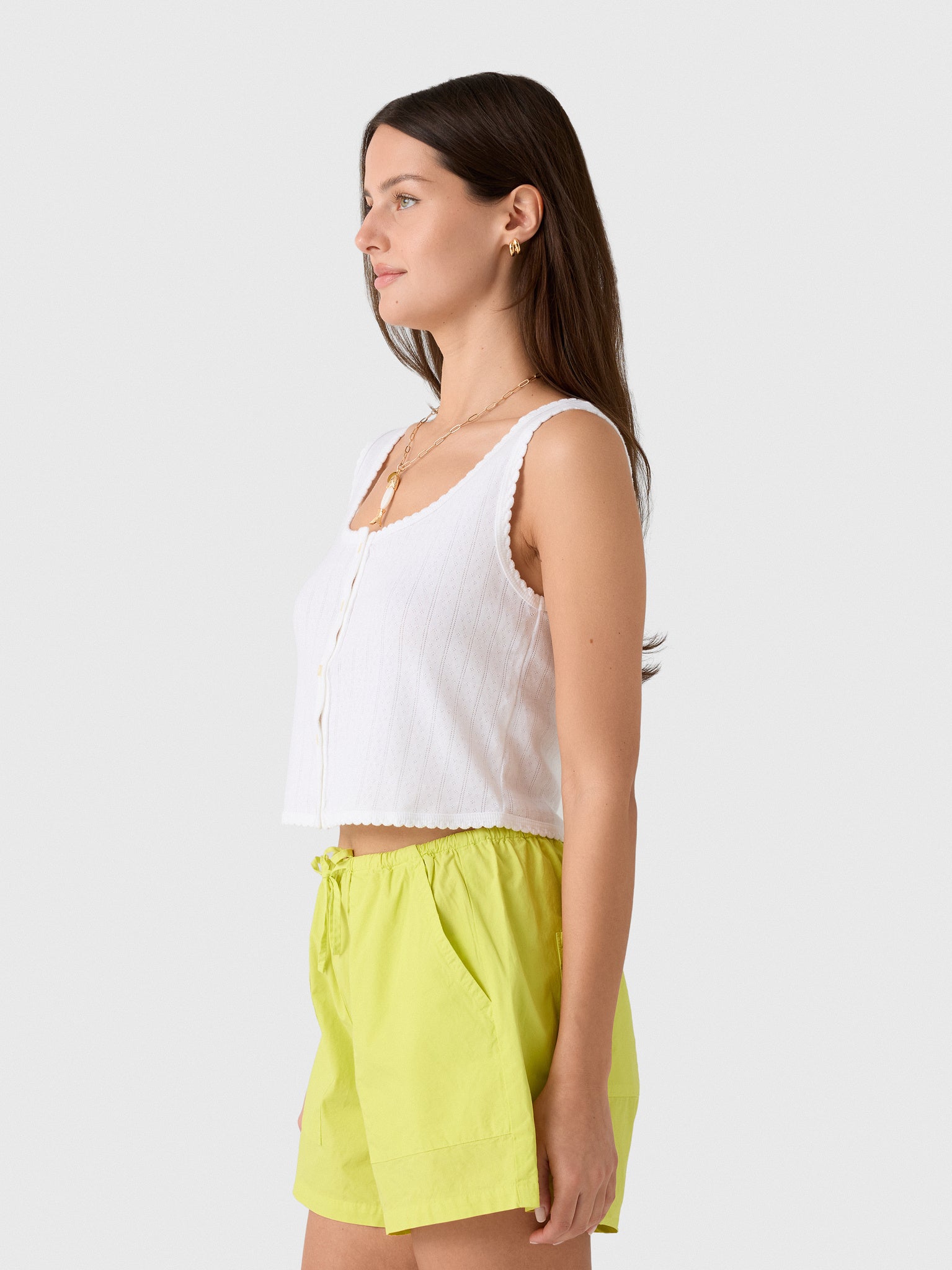 Leset Women's Pointelle Button Down Tank - Saint Bernard