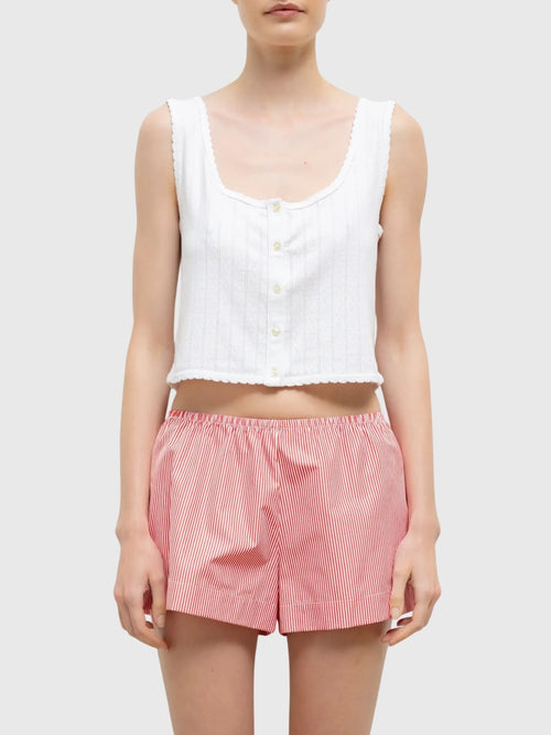 Leset Women's Pointelle Button Down Tank