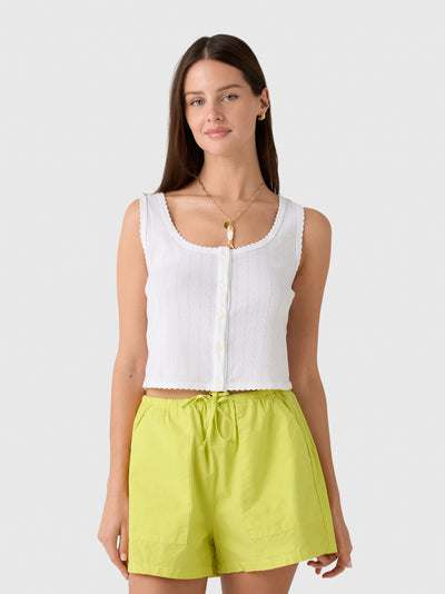 Leset Women's Pointelle Button Down Tank - Saint Bernard