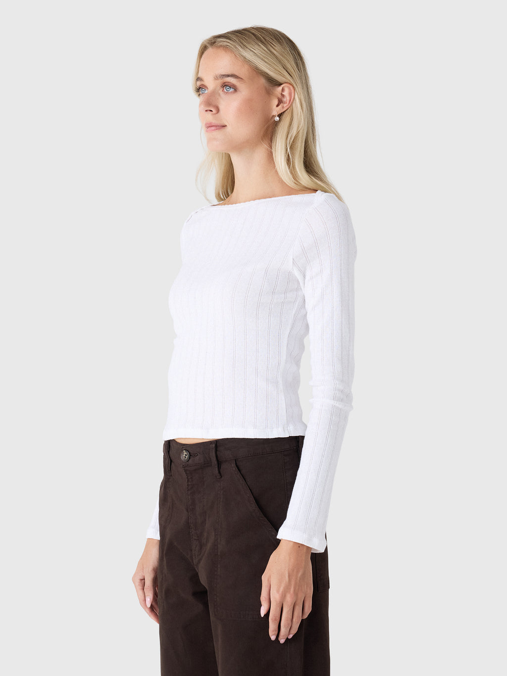 Leset Women's Pointelle Long Sleeve Bateau Top - Saint Bernard