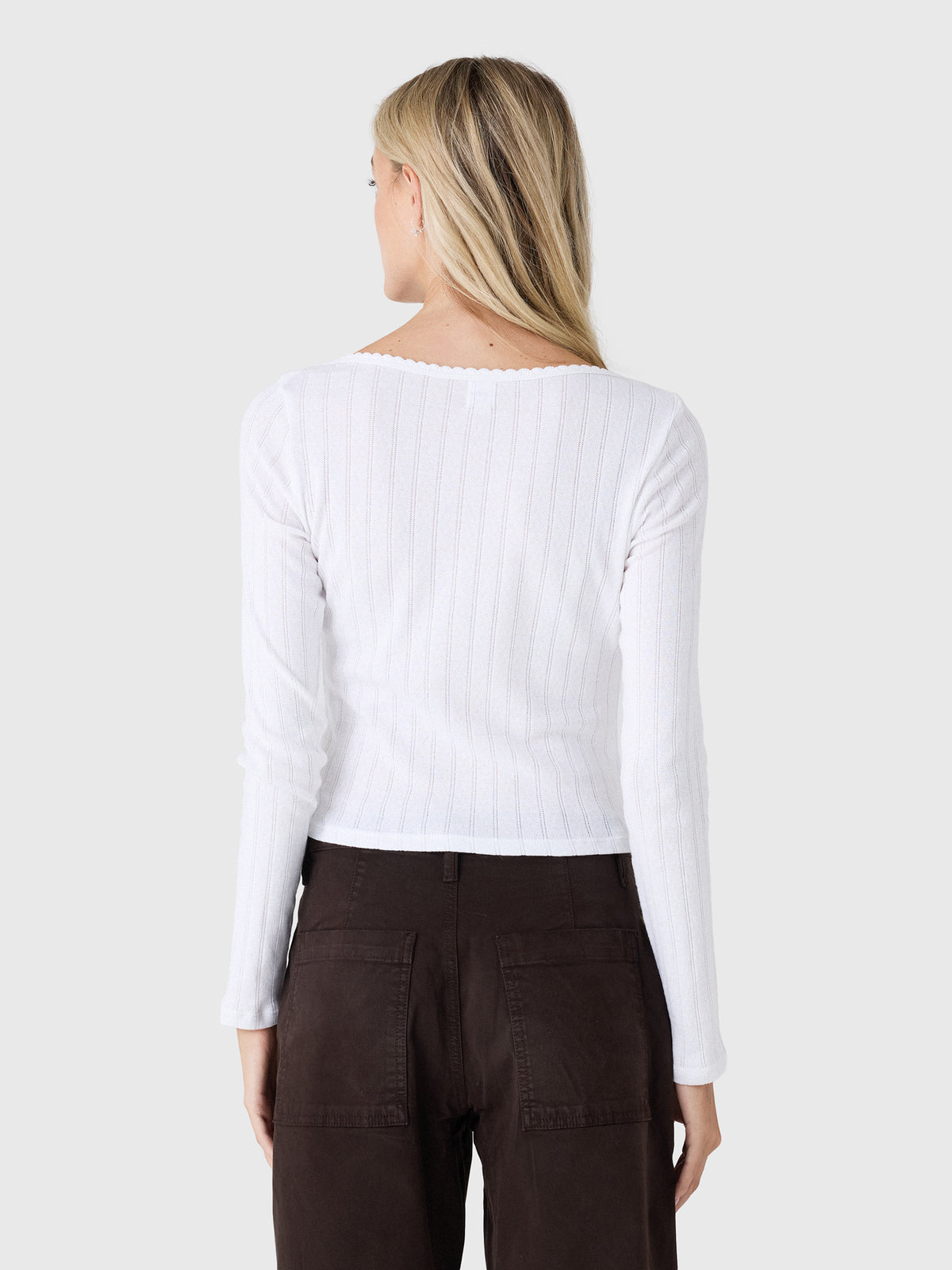 Leset Women's Pointelle Long Sleeve Bateau Top - Saint Bernard