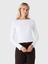Leset Women's Pointelle Long Sleeve Bateau Top - Saint Bernard