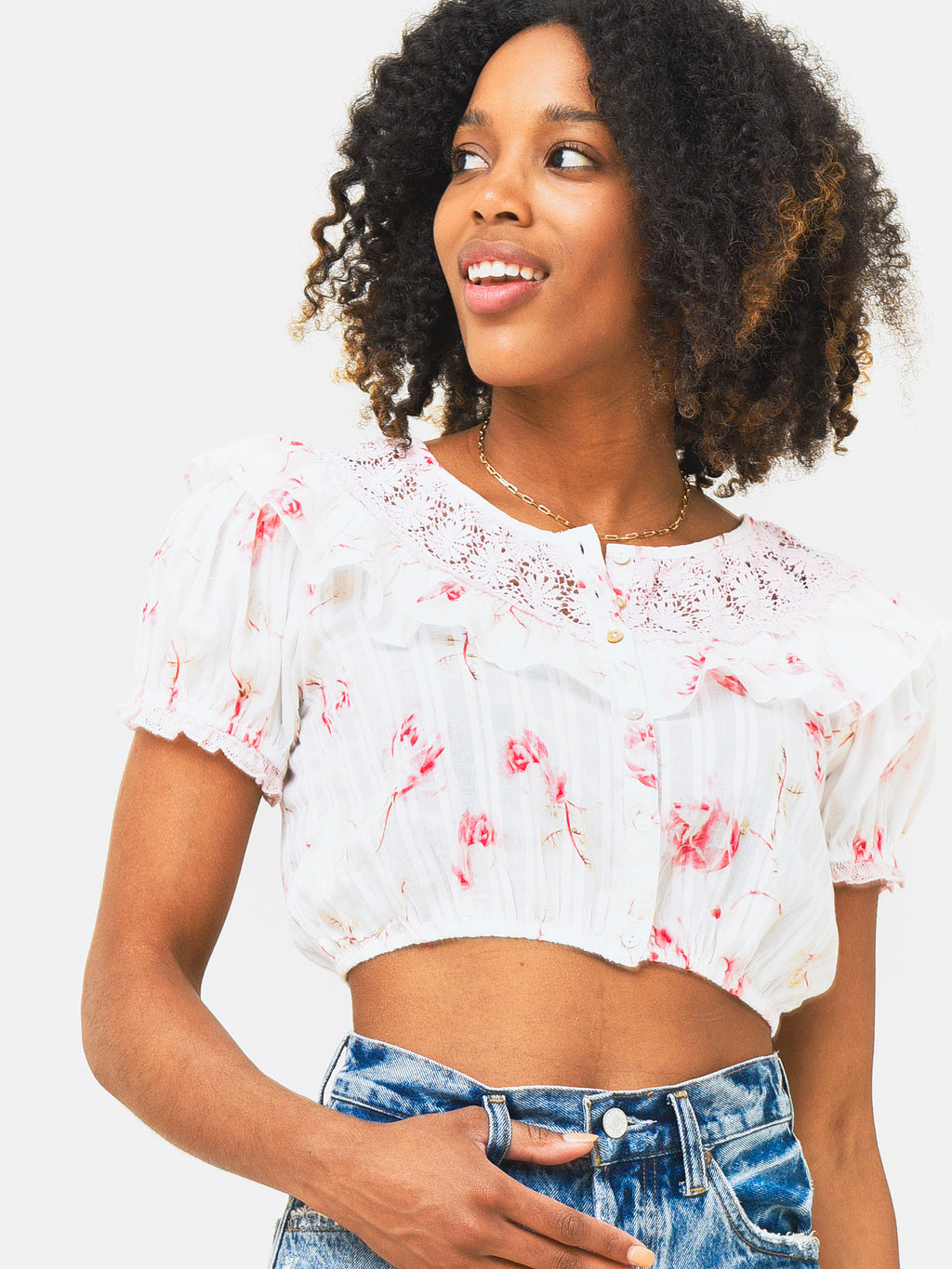 LoveShackFancy Women's Elania Crop Top - Saint Bernard