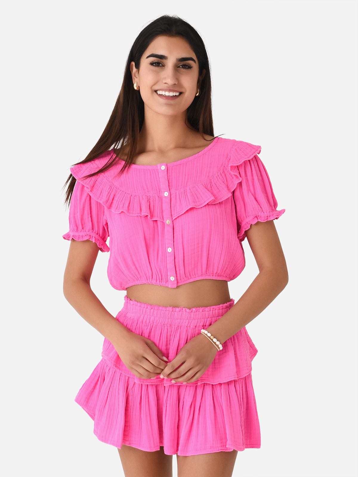 LoveShackFancy Women's Elania Crop Top - Saint Bernard