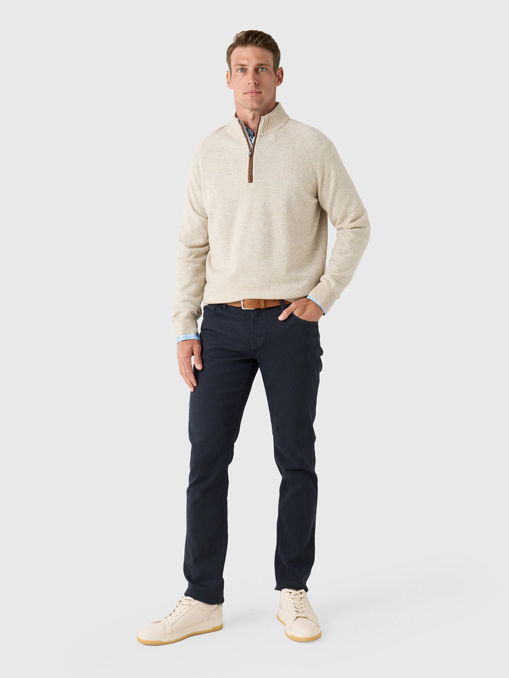 Rye51 Men's The Lucian Quarter-Zip Sweater - Saint Bernard