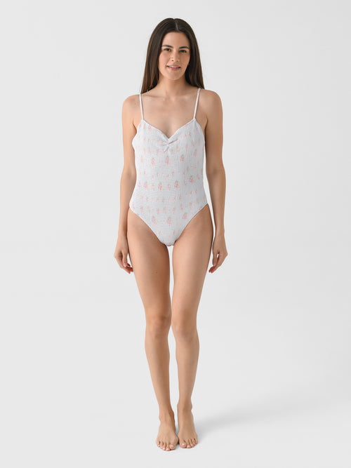 LoveShackFancy Women's Korinth Floral Smocked One-Piece Swimsuit