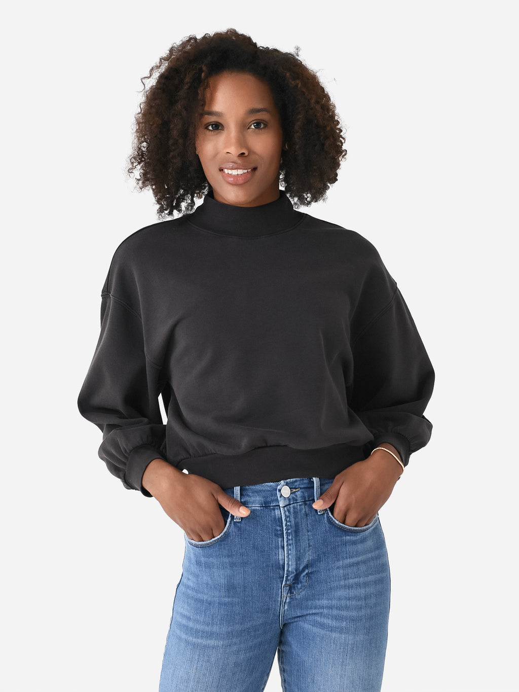 Frame Women's Balloon Sleeve Mockneck Sweatshirt - Saint Bernard