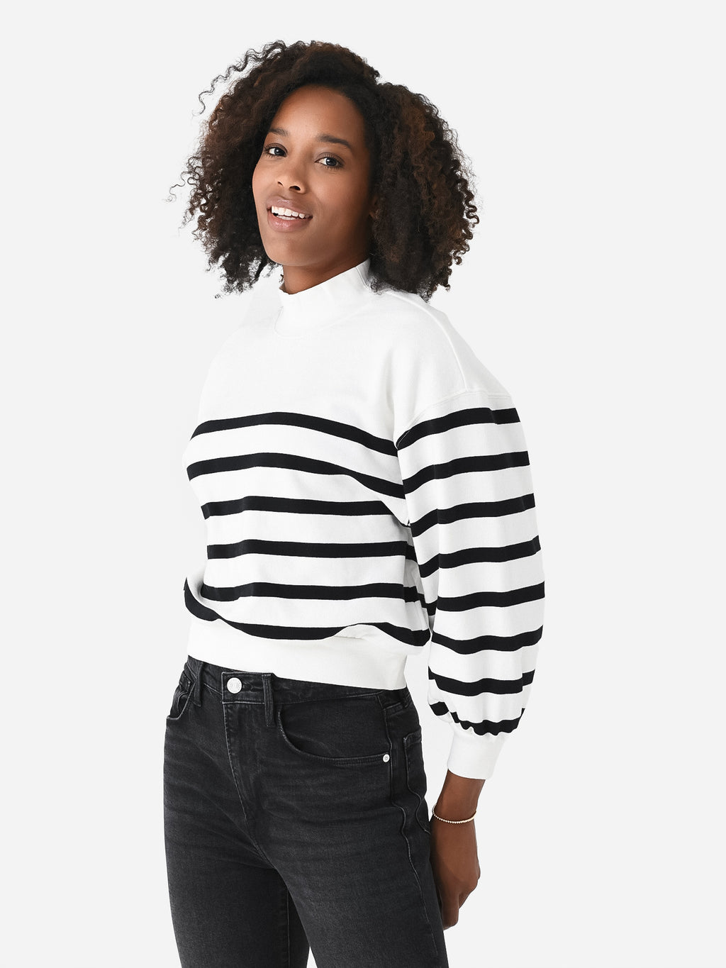 Frame Women's Balloon Sleeve Mockneck Sweatshirt - Saint Bernard