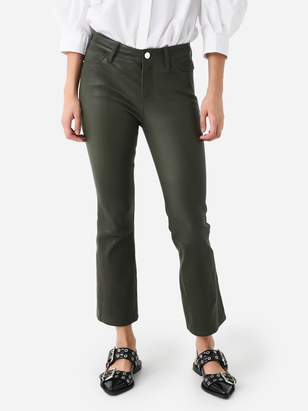 Frame Women's Le Crop Mini Boot Leather Pant - Saint Bernard