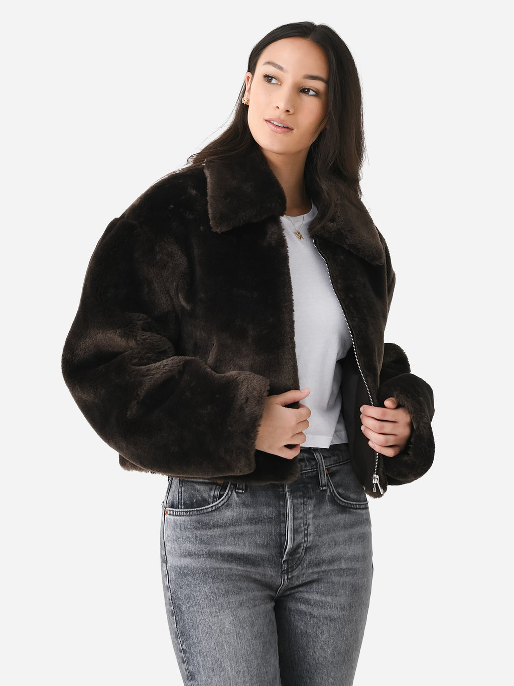 Frame Women's Faux Fur Zip Up Jacket - Saint Bernard