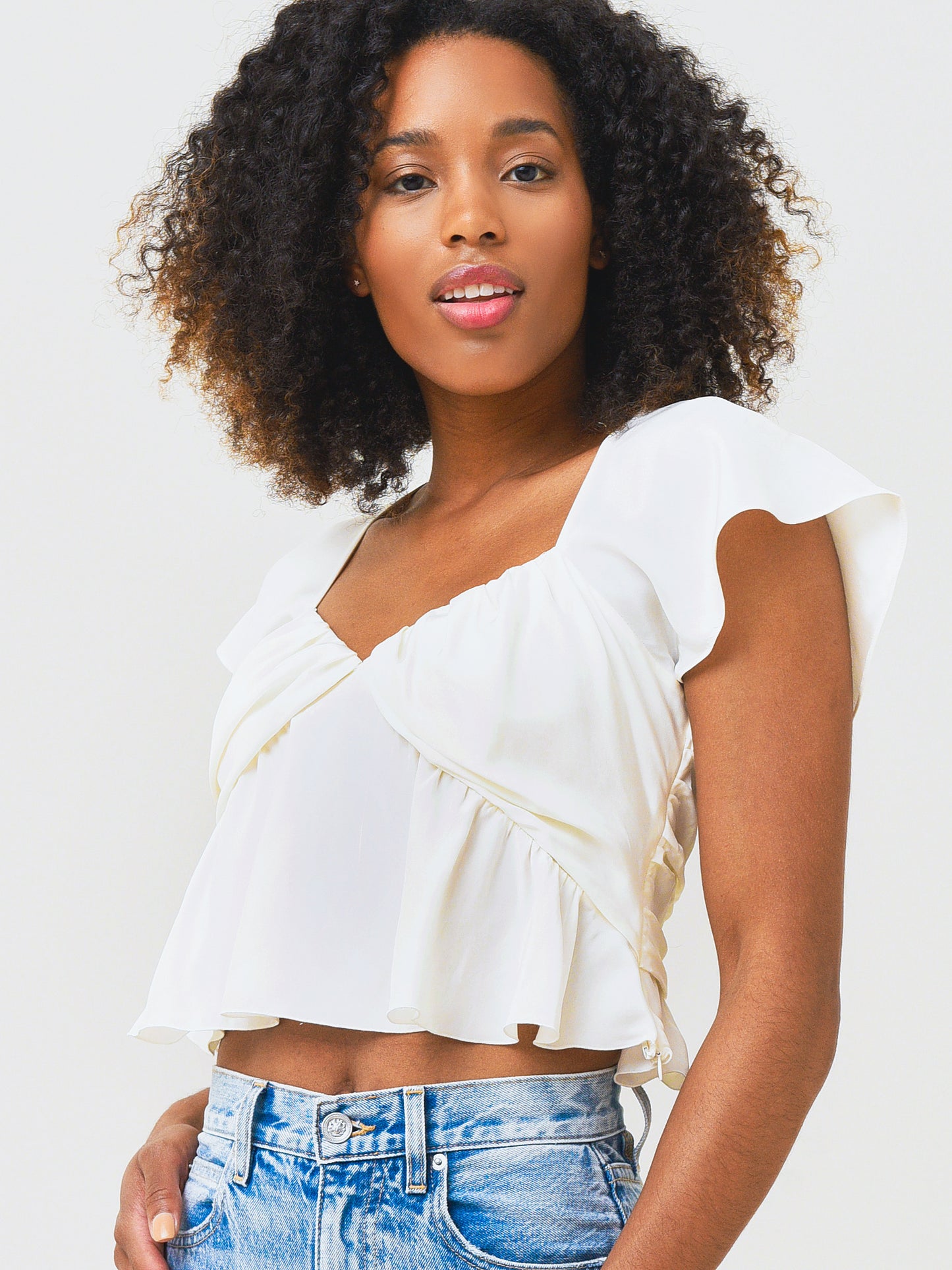 Frame Women's Shirred Flounce Top - Saint Bernard