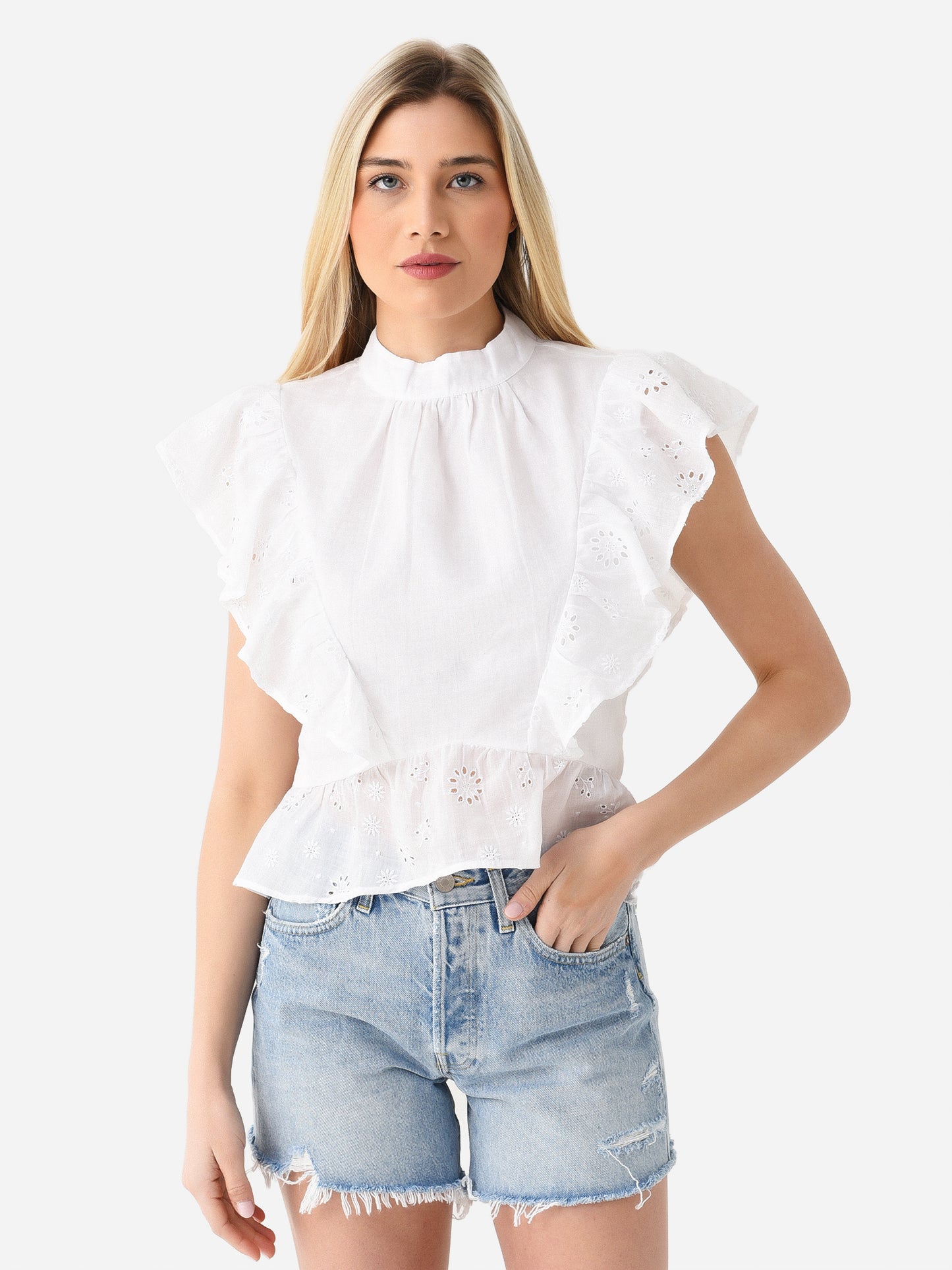 Frame Women's Eyelet Peplum Top - Saint Bernard