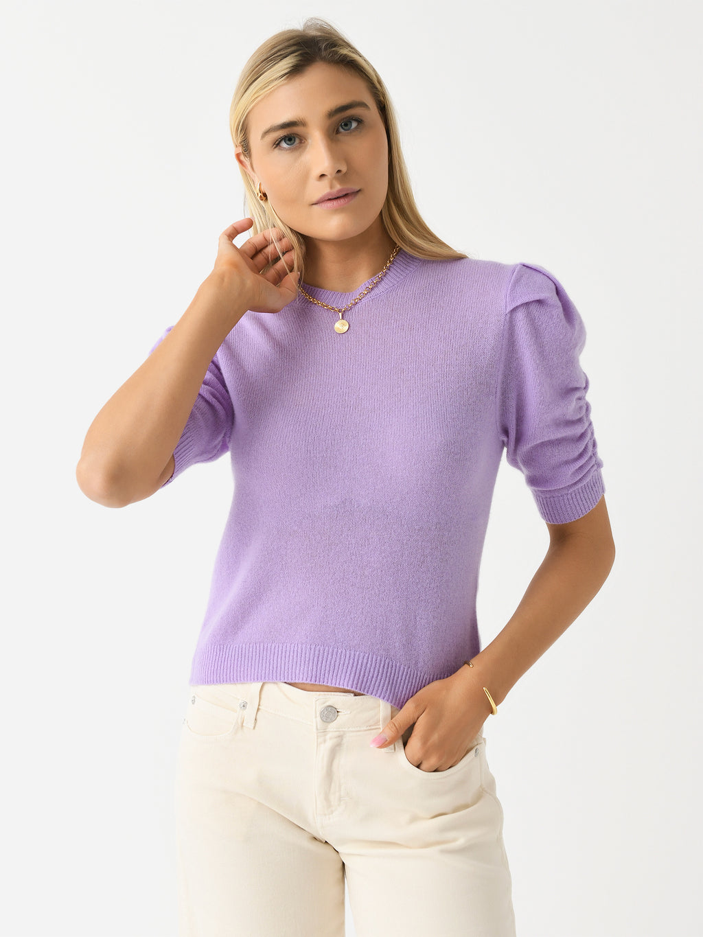Frame Women's Ruched Sleeve Cashmere Sweater - Saint Bernard