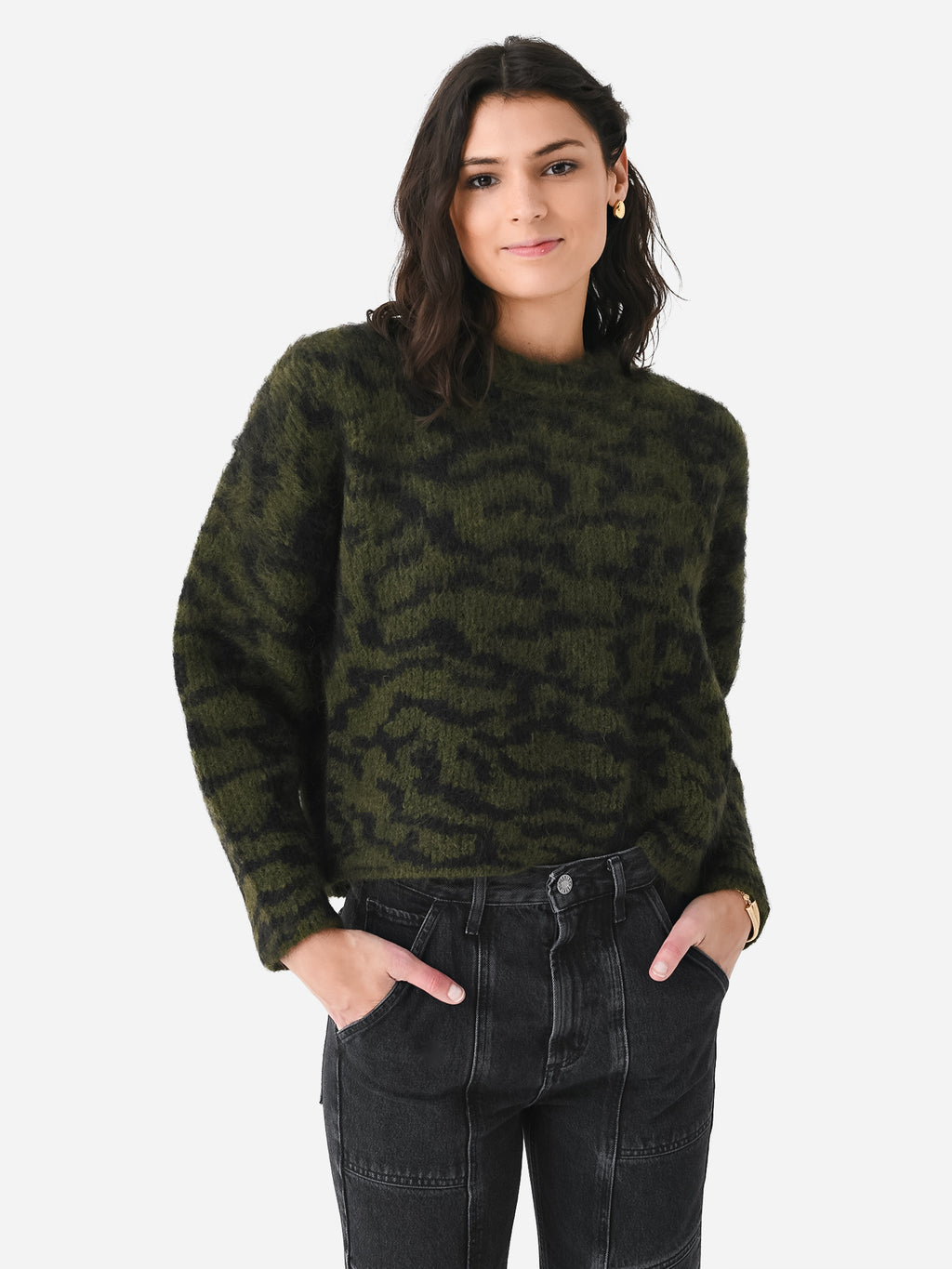 Frame Women's Abstract Jacquard Crew Sweater - Saint Bernard