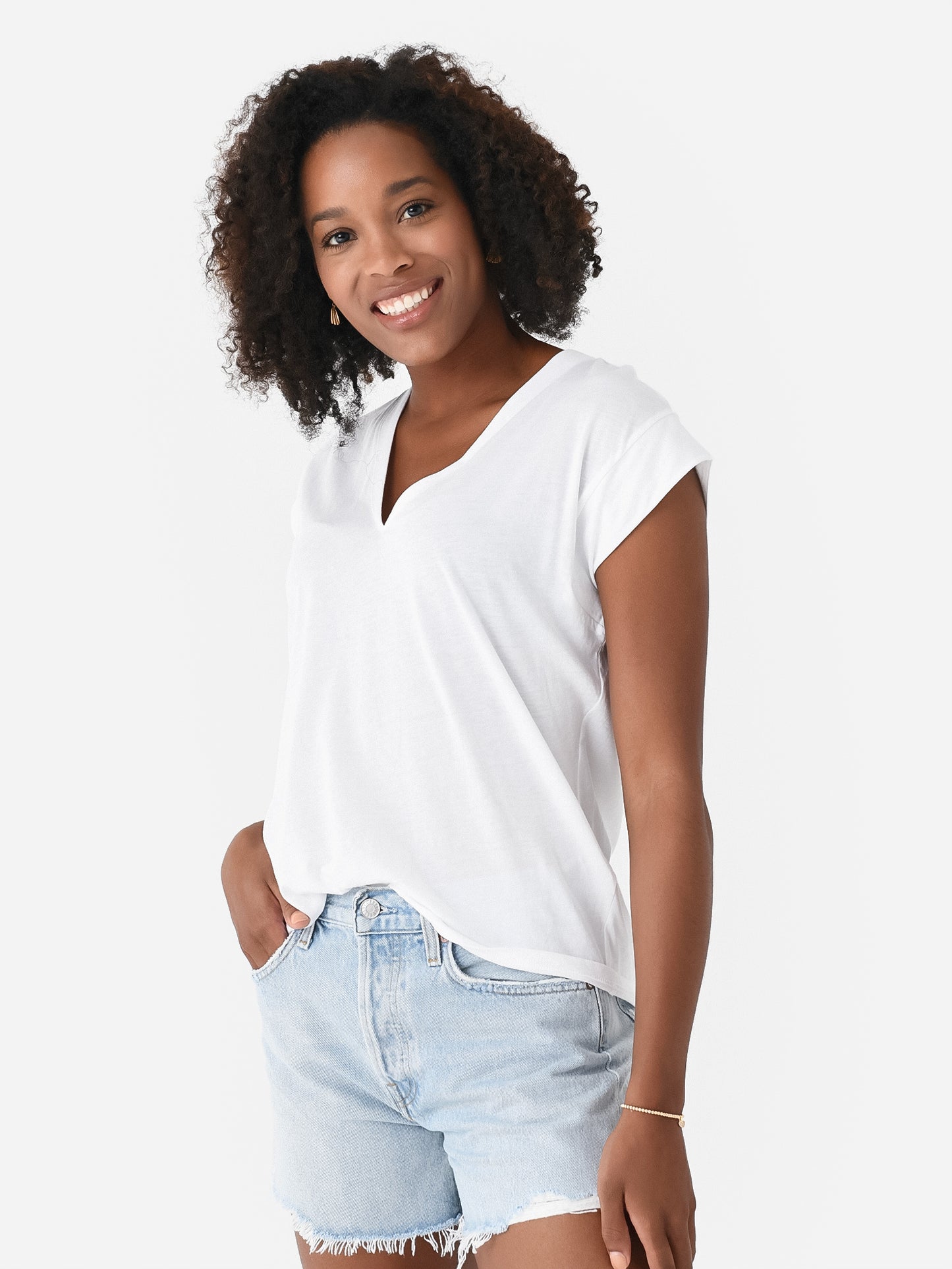 Frame Women's Le Mid Rise V-Neck Tee - Saint Bernard