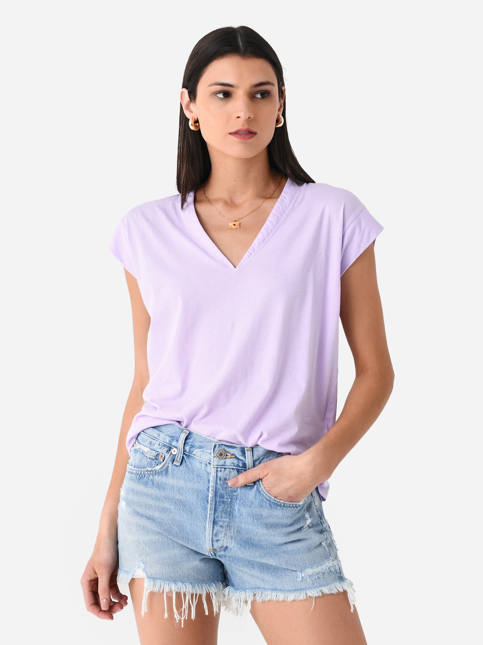 Frame Women's Le Mid Rise V-Neck Tee - Saint Bernard