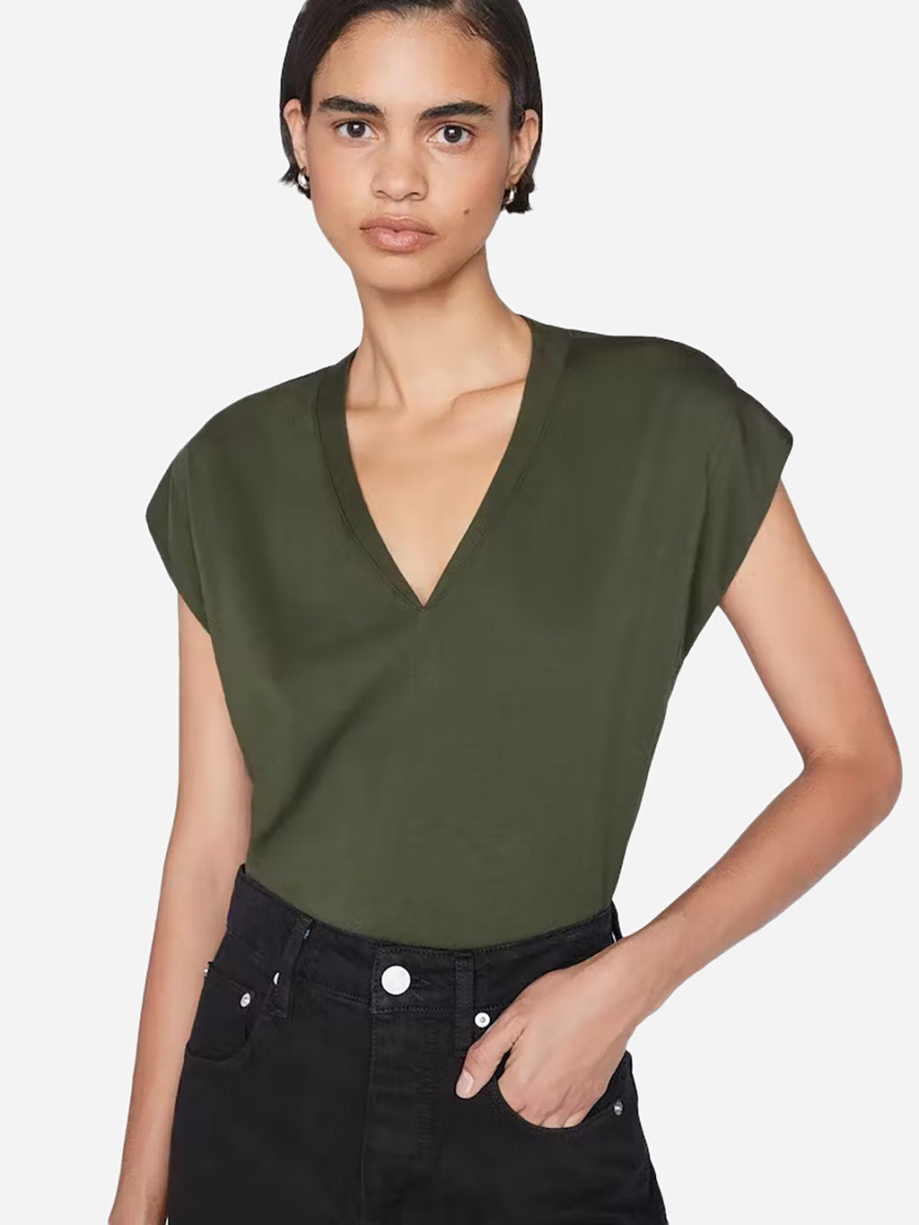 Frame Women's Le Mid Rise V-Neck Tee - Saint Bernard