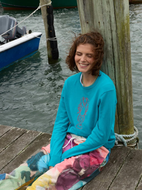 Lingua Franca Women's Lobster Crewneck Sweater