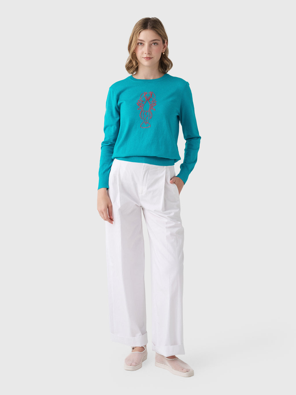 Lingua Franca Women's Lobster Crewneck Sweater - Saint Bernard