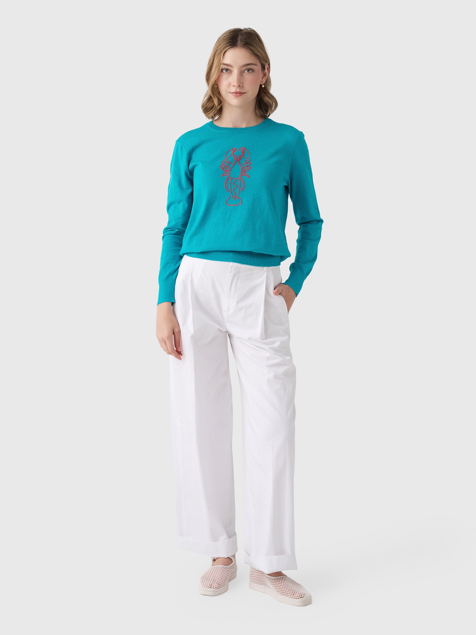 Lingua Franca Women's Lobster Crewneck Sweater - Saint Bernard