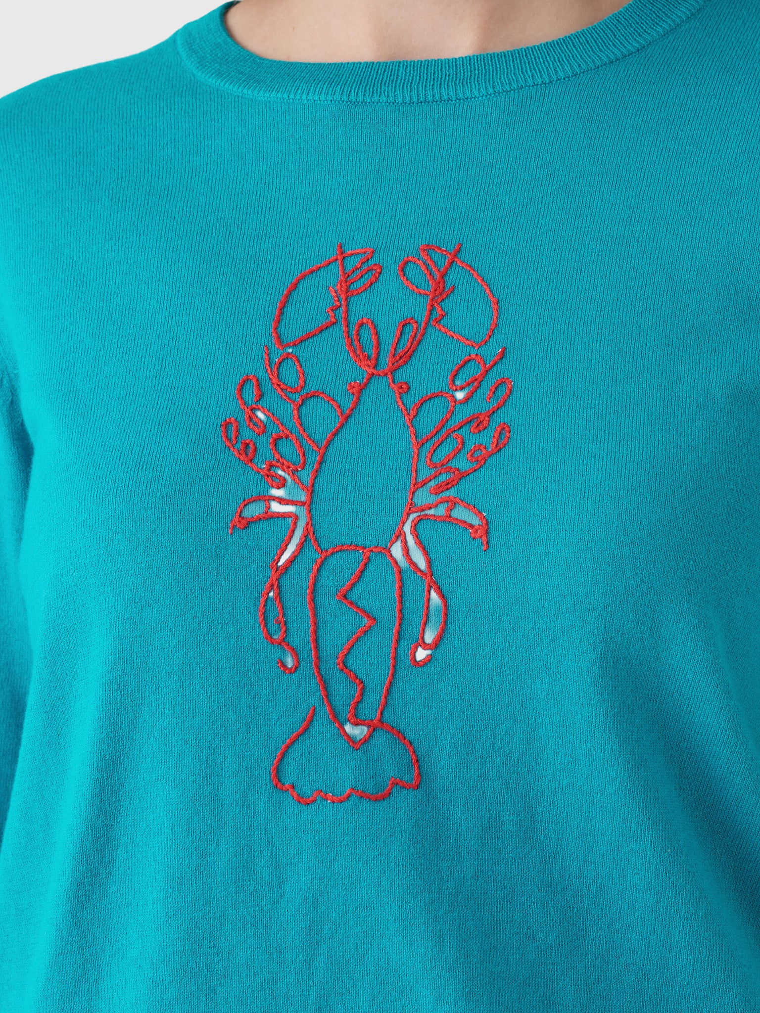 Lingua Franca Women's Lobster Crewneck Sweater - Saint Bernard