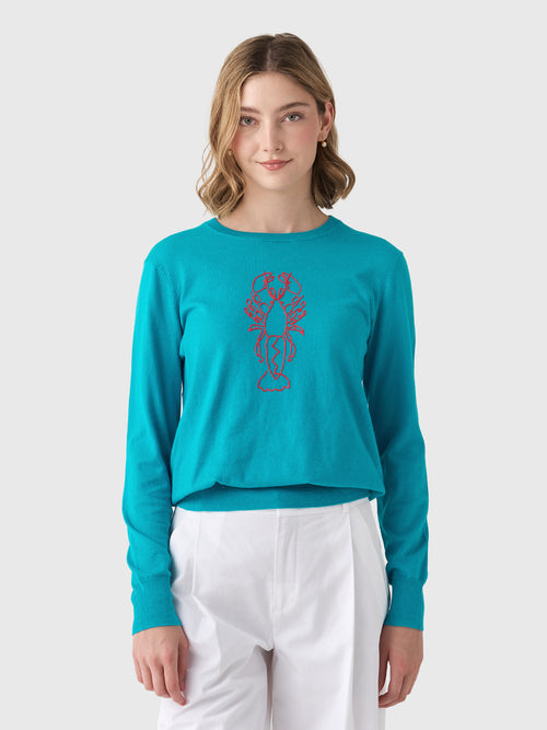 Lingua Franca Women's Lobster Crewneck Sweater