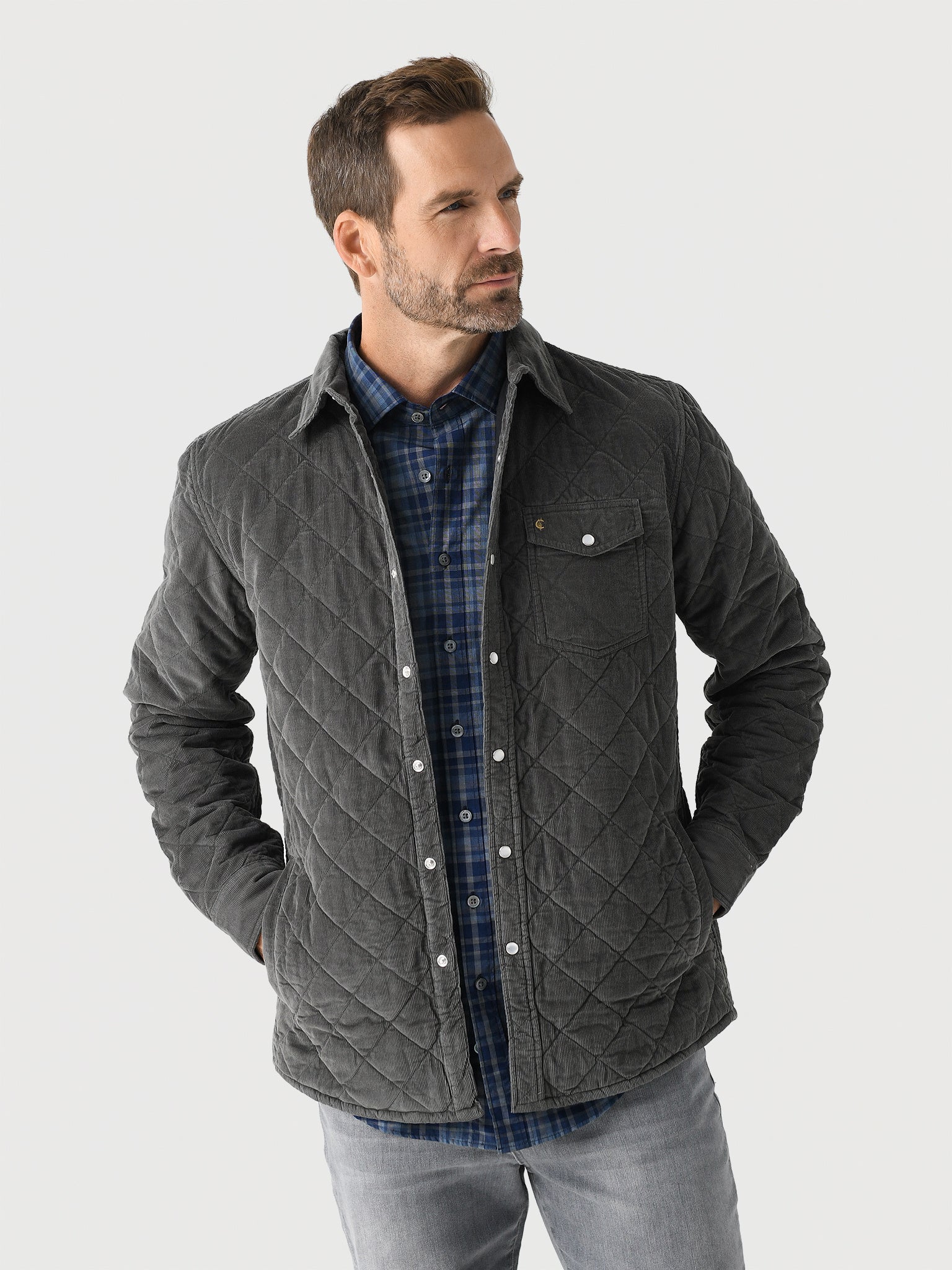 Criquet Men's Corduroy Quilted Shacket | $208.00 | Saint Bernard