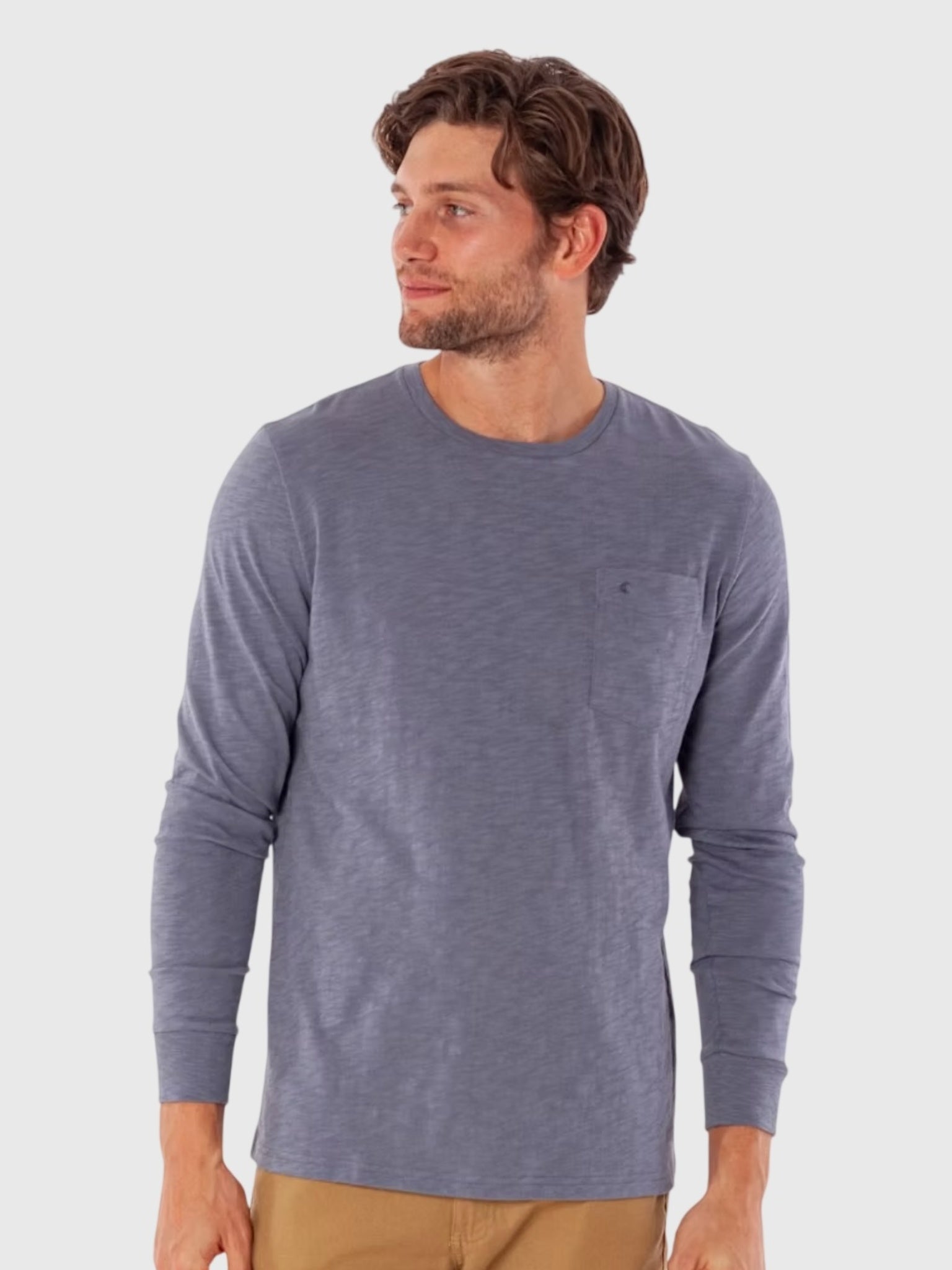 Criquet Men's Slub Cotton Pocket Long Sleeve T-Shirt