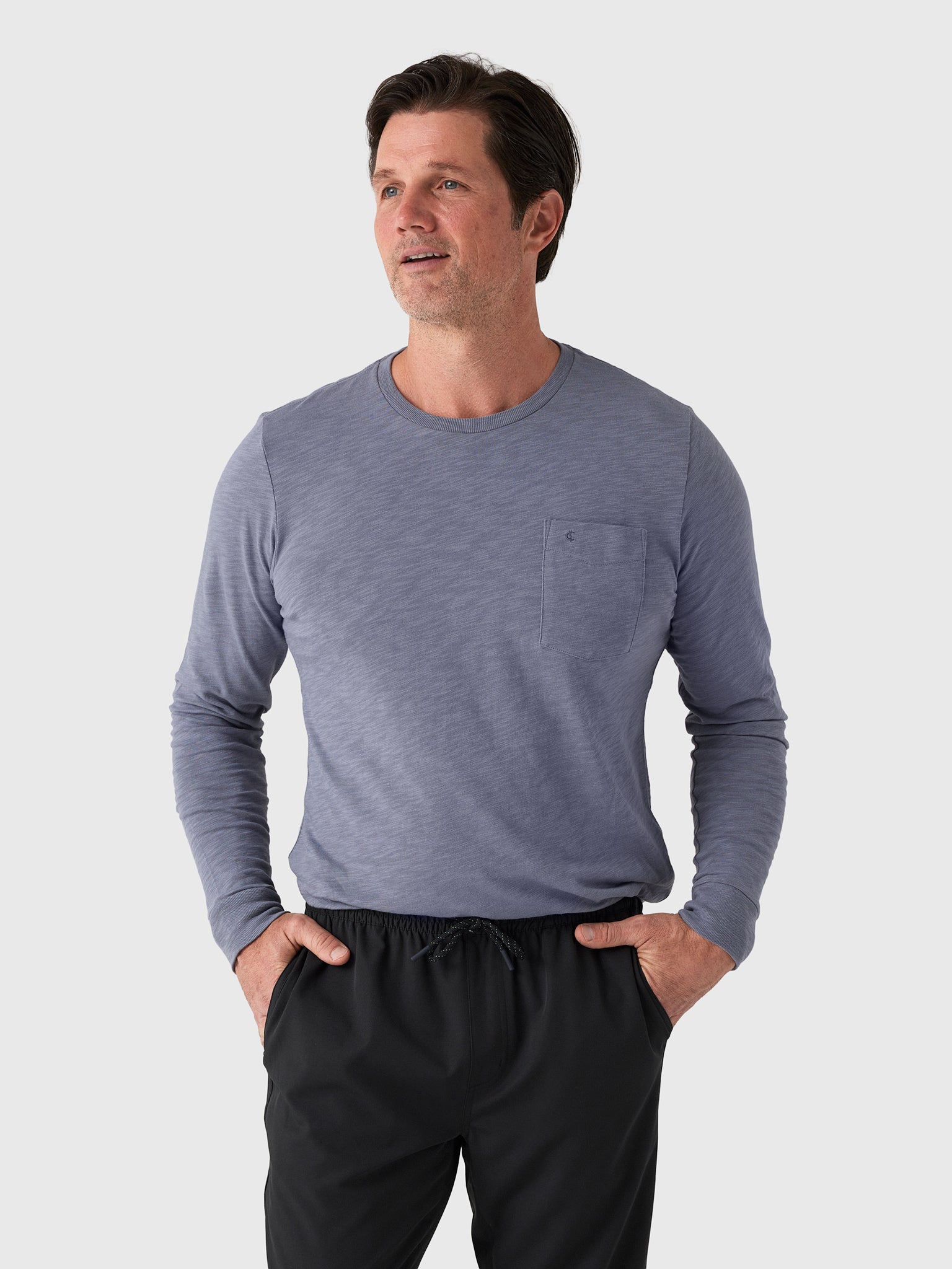 Criquet Men's Slub Cotton Pocket Long Sleeve T-Shirt - Saint Bernard
