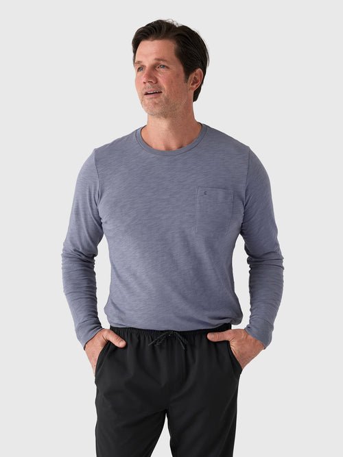 Criquet Men's Slub Cotton Pocket Long Sleeve T-Shirt