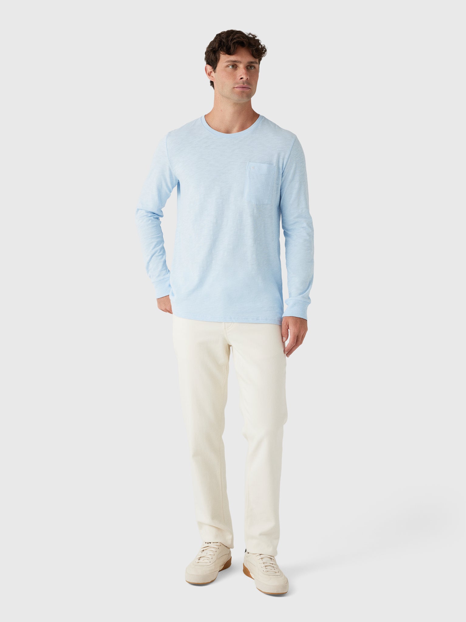 Criquet Men's Slub Cotton Pocket Long Sleeve T-Shirt - Saint Bernard