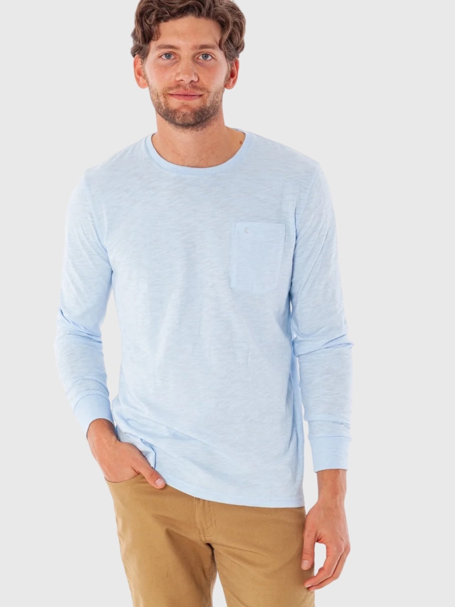 Criquet Men's Slub Cotton Pocket Long Sleeve T-Shirt