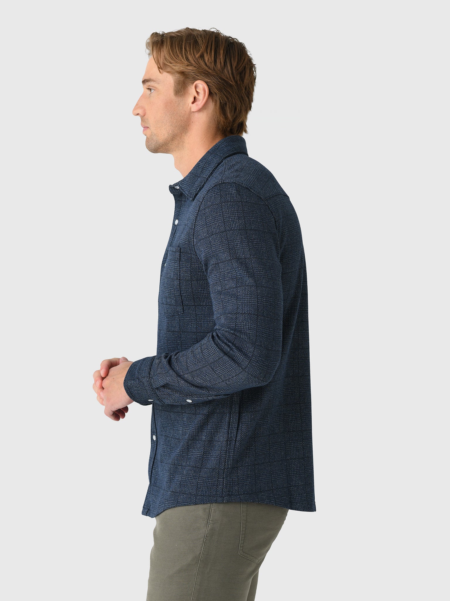 Criquet Men's Chill Knit Pearl Snap Twill Shirt - Saint Bernard