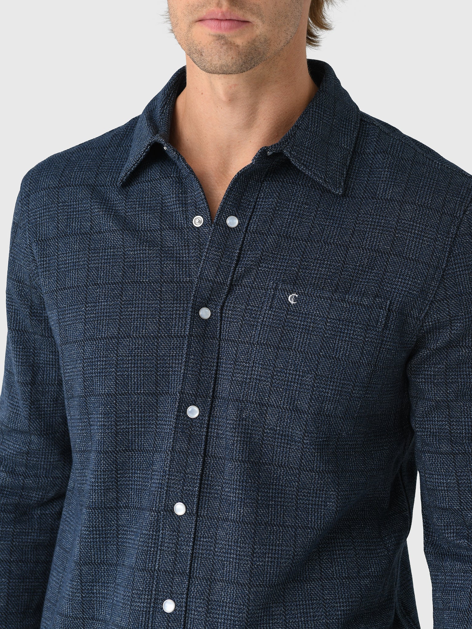 Criquet Men's Chill Knit Pearl Snap Twill Shirt - Saint Bernard