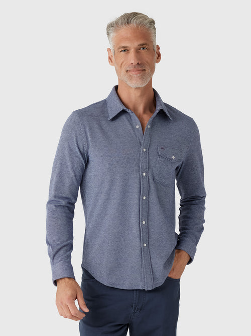Criquet Men's Chill-Knit Twill Pearl Snap Shirt - Saint Bernard