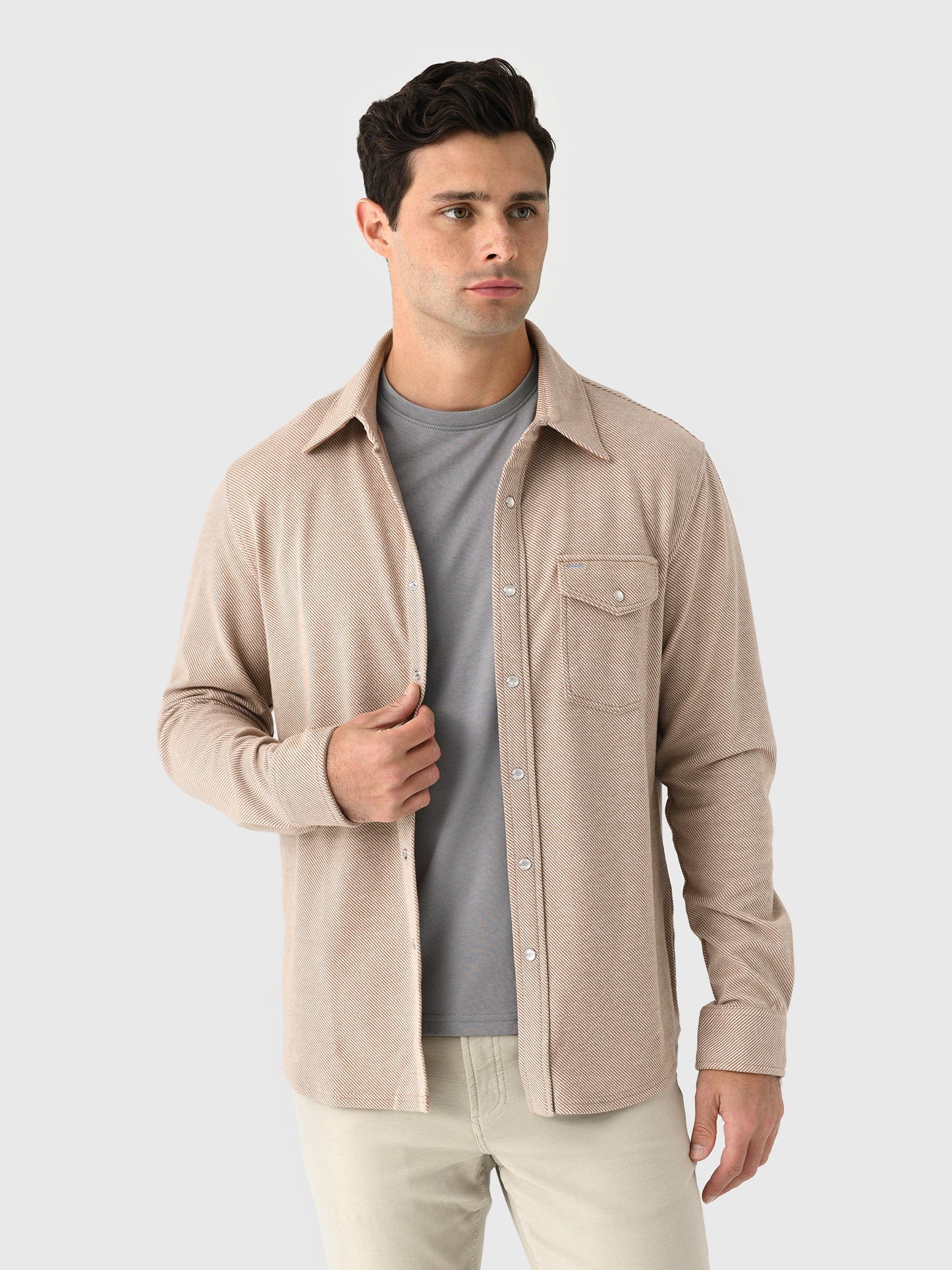 Criquet Men's Chill Knit Pearl Snap Twill Shirt - Saint Bernard