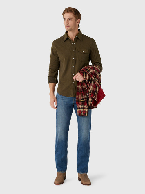 Criquet Men's Chill-Knit Twill Pearl Snap Shirt - Saint Bernard